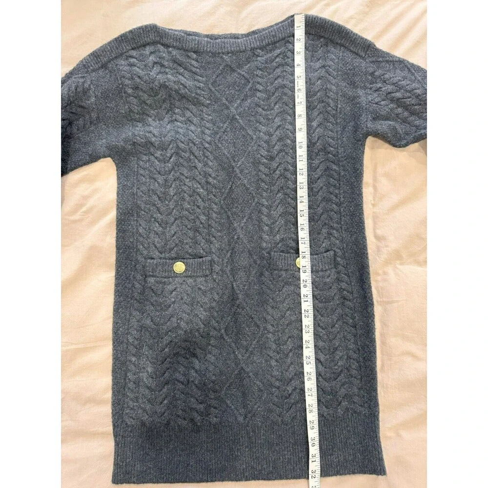 J.Crew Womens S Charcoal Wool Alpaca Boat Neck Relaxed Cable Knit Sweater Dress - Picture 8 of 8
